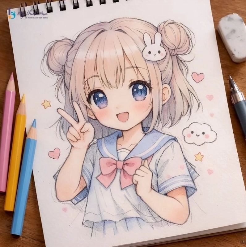 Tranh vẽ anime nữ đẹp