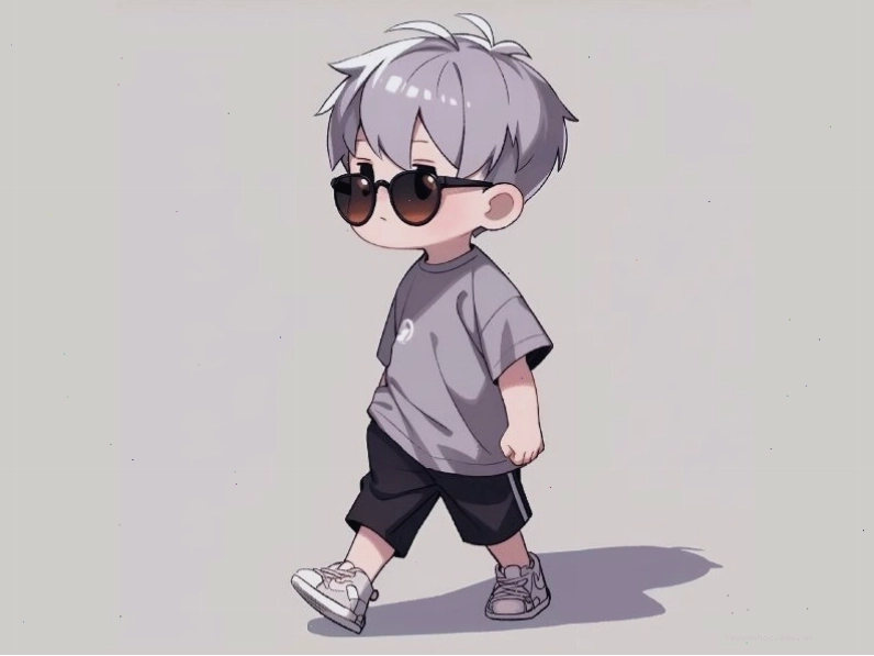 Tranh vẽ chibi nam với mái tóc được tạo kiểu ấn tượng