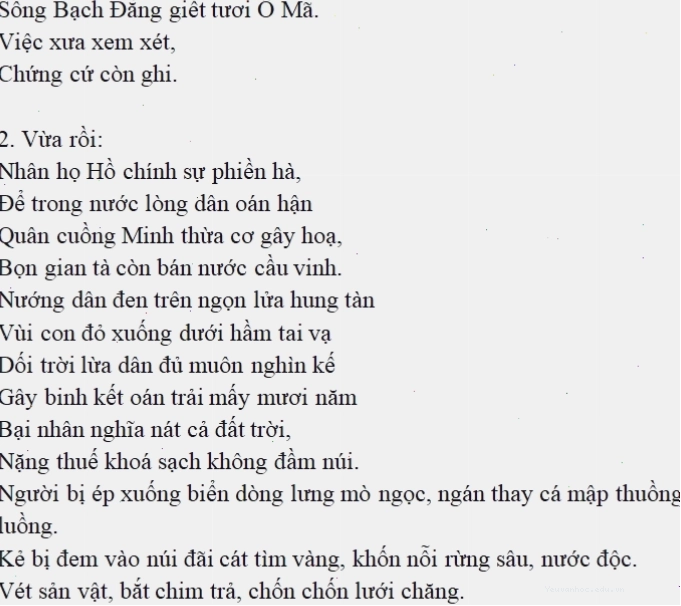Trích đoạn Bình Ngô Đại Cáo nói về tội ác của quân Minh