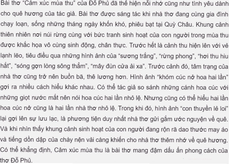 Trích đoạn thơ về mùa thu