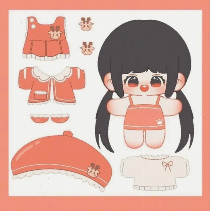 Vẽ chi tiết khuôn mặt búp bê giấy chibi