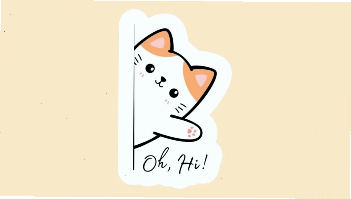 Vẽ con mèo chibi đơn giản với phụ kiện mũ
