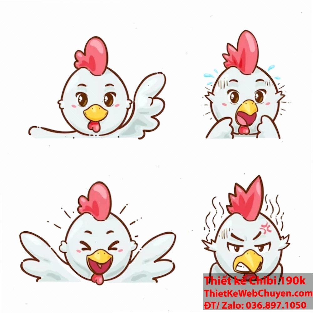 Vẽ đôi mắt tròn xoe và mỏ cho gà chibi