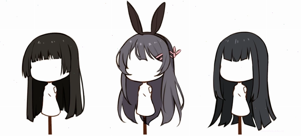 Vẽ tóc dài kiểu đuôi ngựa cho nhân vật anime