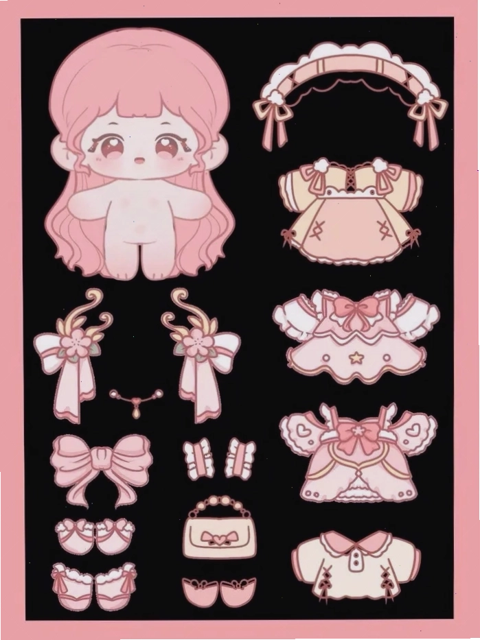 Vẽ tóc và phụ kiện cho búp bê giấy chibi