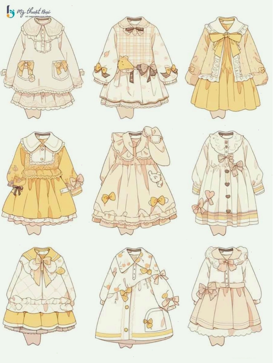 Vẽ váy anime dễ thương với màu sắc tươi sáng