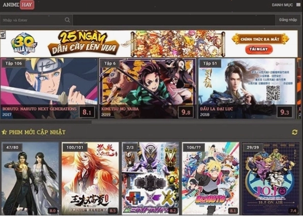 Xem Anime trên Animehay.tv với giao diện thân thiện người dùng