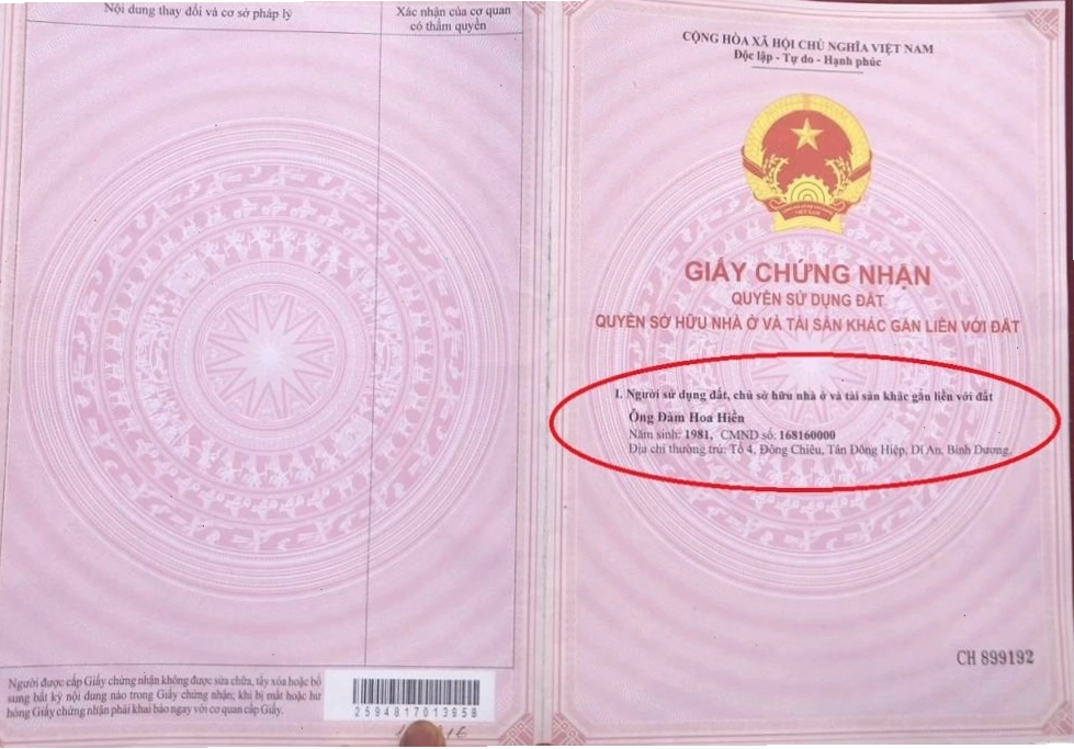 Hình ảnh về sổ hồng riêng giúp đảm bảo tính pháp lý minh bạch