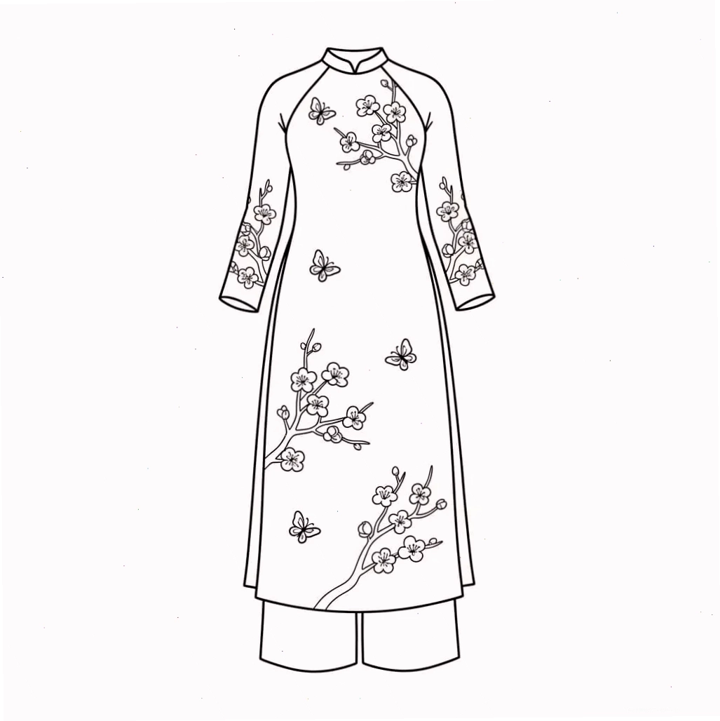 tranh tô màu các loại trang phục truyền thống Kimono Nhật Bản