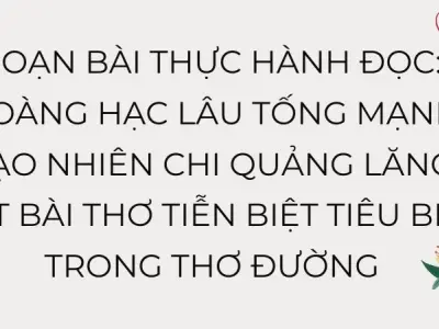 Soạn bài Hoàng Hạc lâu tống Mạnh Hạo Nhiên chi Quảng Lăng, một bài thơ tiễn biệt tiêu biểu trong thơ Đường - Kết nối tri thức Lớp 9