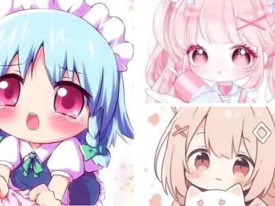 Hình ảnh anime nữ chibi cute với biểu cảm xinh xắn