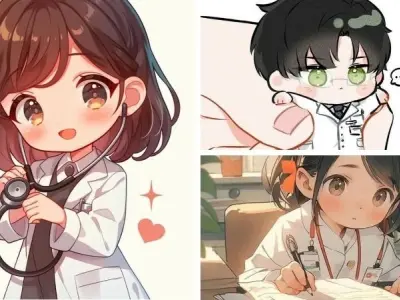 Bộ ảnh chibi bác sĩ với sắc màu tươi sáng và sinh động