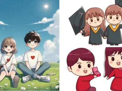 Chibi đôi dễ thương mang cảm xúc ngọt ngào cho tình yêu