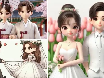 Bộ ảnh chibi cô dâu chú rể mang phong cách đáng yêu