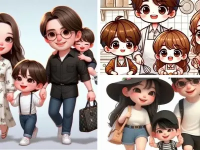 Gia đình chibi hiện lên sống động trong từng khung ảnh