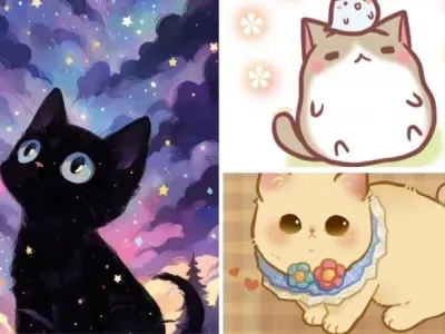 Mèo chibi với nhiều tư thế tinh nghịch dễ thương cute