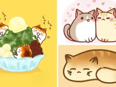 Mèo cute chibi siêu đáng yêu trong các dáng hoạt hình