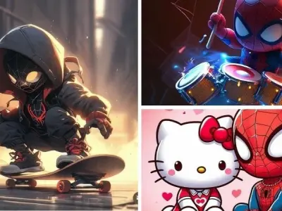 Spider man chibi xuất hiện ngộ nghĩnh trong từng bức tranh