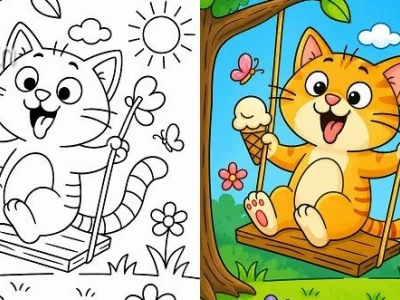 Khám phá thế giới sắc màu với tranh tô màu con mèo chibi