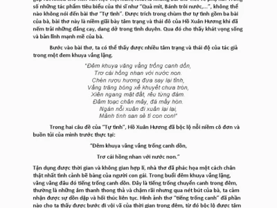 Phân tích bài thơ tự tình sâu sắc của nữ sĩ Hồ Xuân Hương