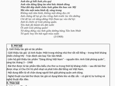 Phân tích chi tiết bài thơ Dáng đứng Việt Nam của Lê Anh Xuân