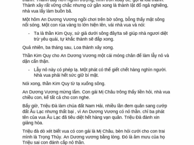 Phân tích chi tiết truyện An Dương Vương và Mị Châu Trọng Thủy