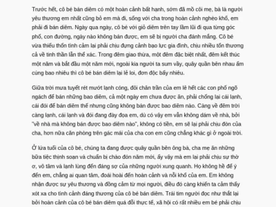 Phân tích nhân vật cô bé bán diêm sâu sắc và cảm động nhất