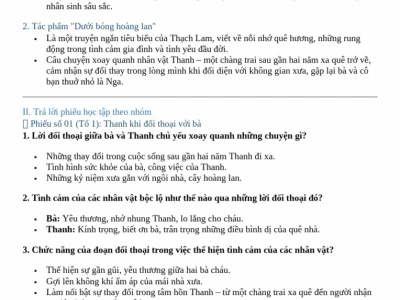 Soạn văn 10 bài dưới bóng hoàng lan chi tiết và đầy đủ