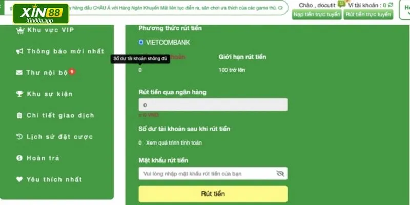 Những điểm tối ưu các thao tác rút tiền tại Xin88